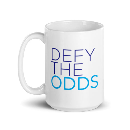 "Defy The Odds" White glossy mug